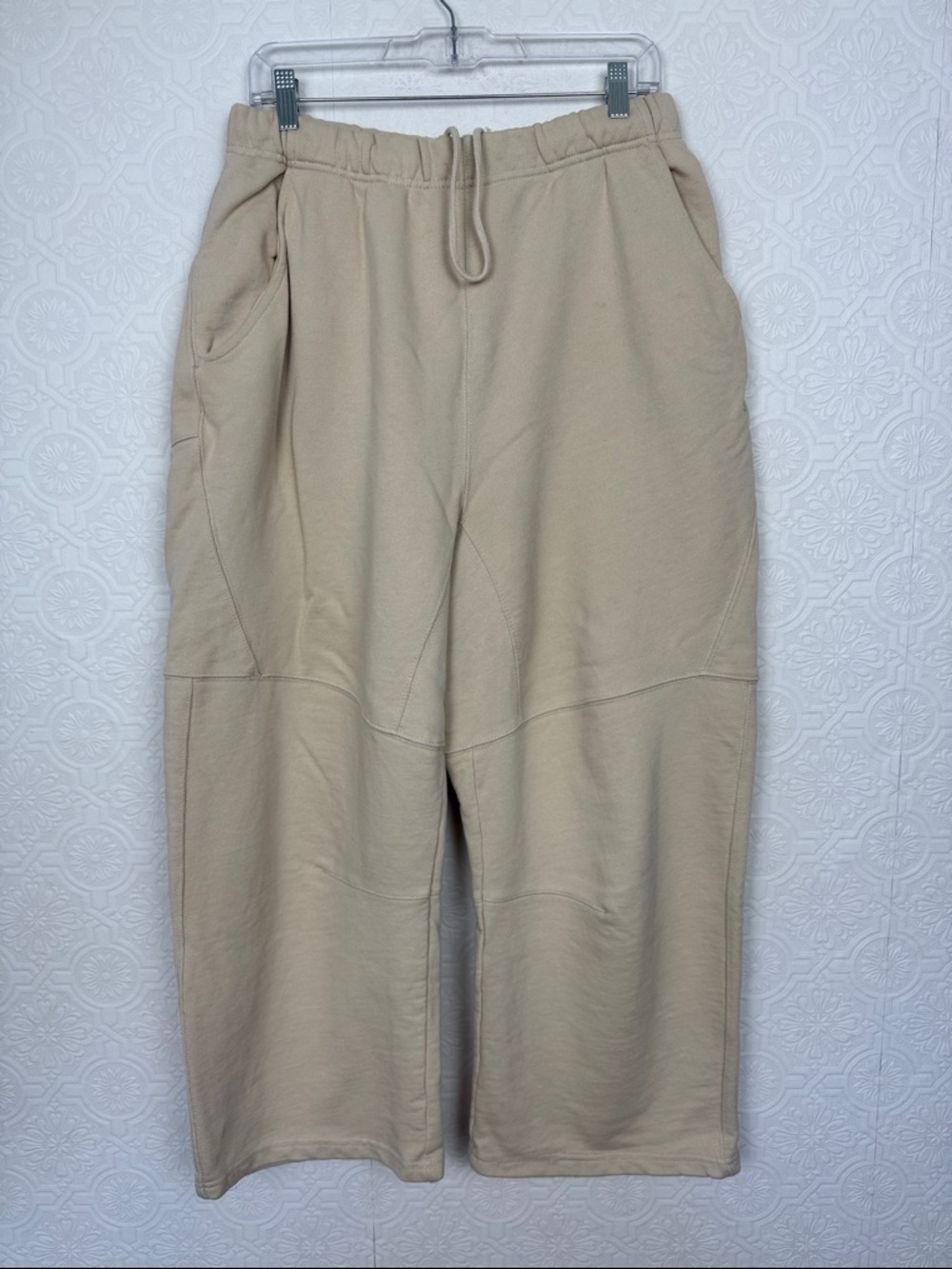 FP Movement Barrel Leg Sweatpants Beige 100% Cotton Balloon Joggers Size M